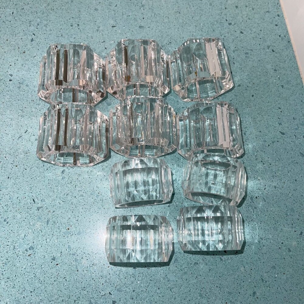 Vintage Mcm Lucite Faceted Napkin Rings Set of 10